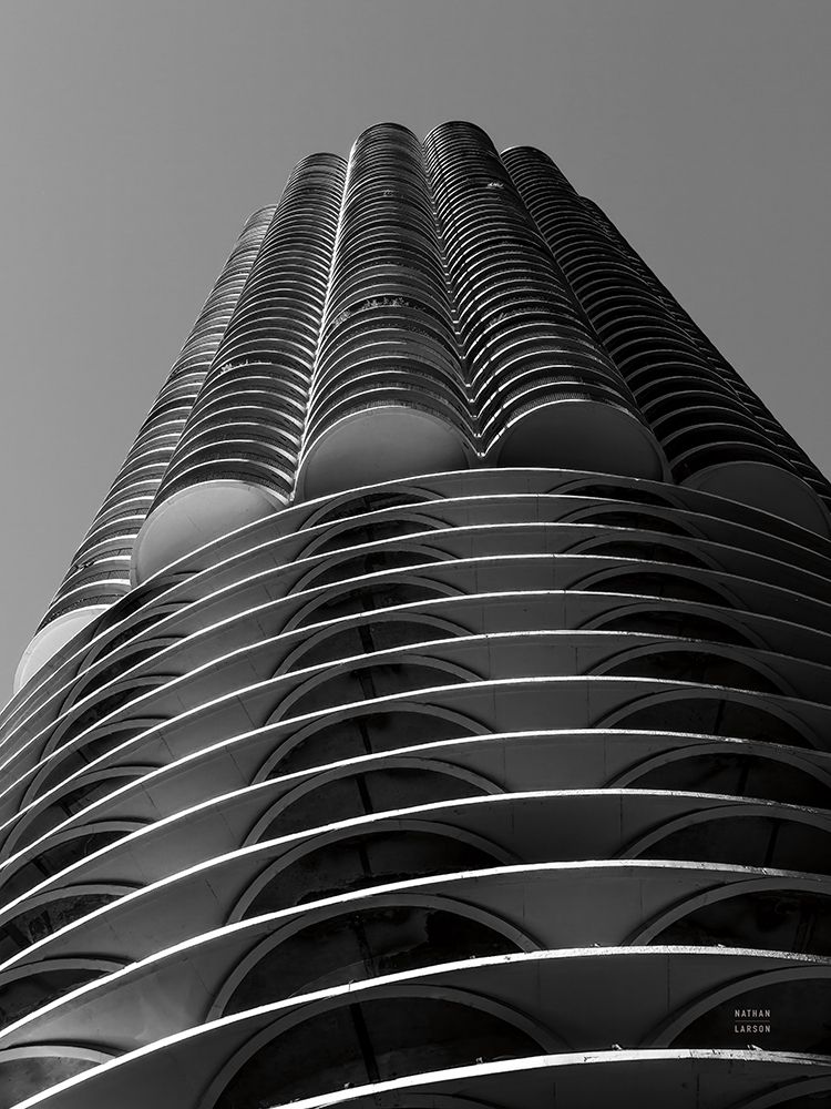 Chicago Skyline Marina City III BW art print by Nathan Larson for $57.95 CAD