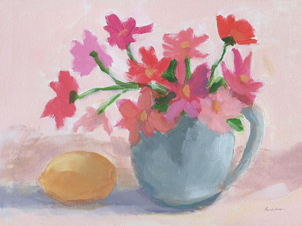 Pink Flowers with Lemon art print by Pamela Munger for $57.95 CAD