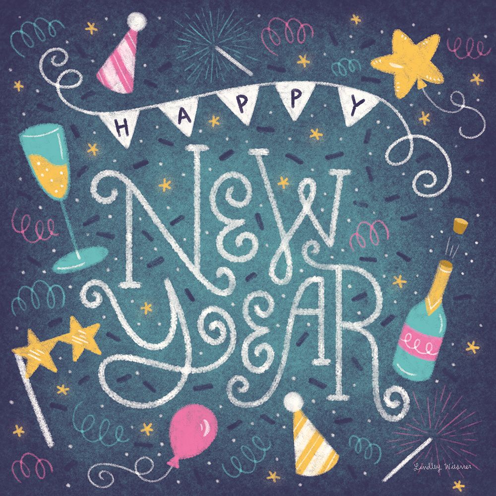 Happy New Year art print by Lindley Wiesner for $57.95 CAD
