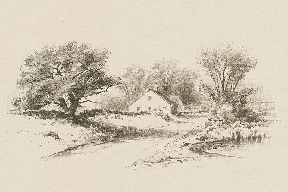 Cottage Pencil Drawing I art print by Public Domain for $57.95 CAD