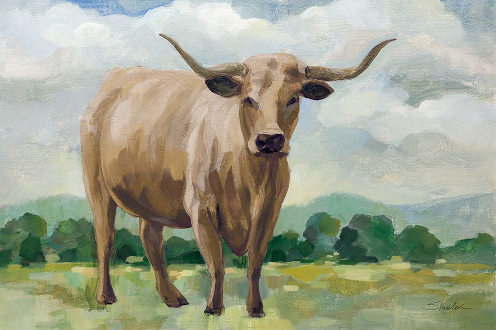 Brown Longhorn Cow art print by Silvia Vassileva for $57.95 CAD