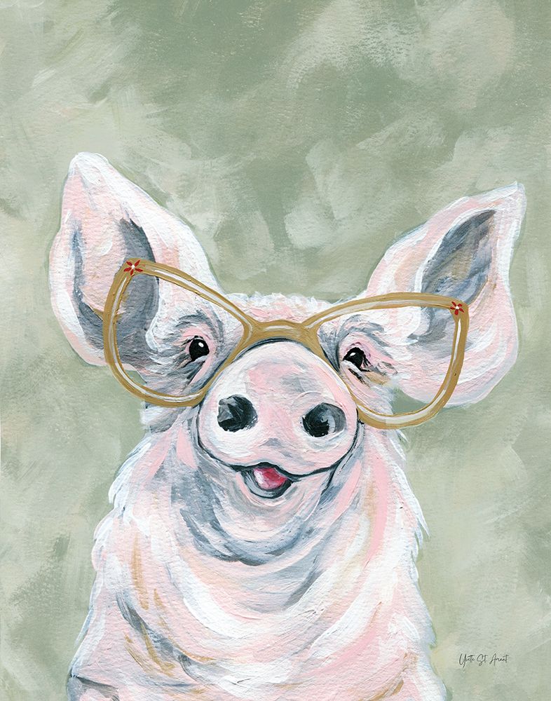 Pig with Glasses art print by Yvette St. Amant for $57.95 CAD