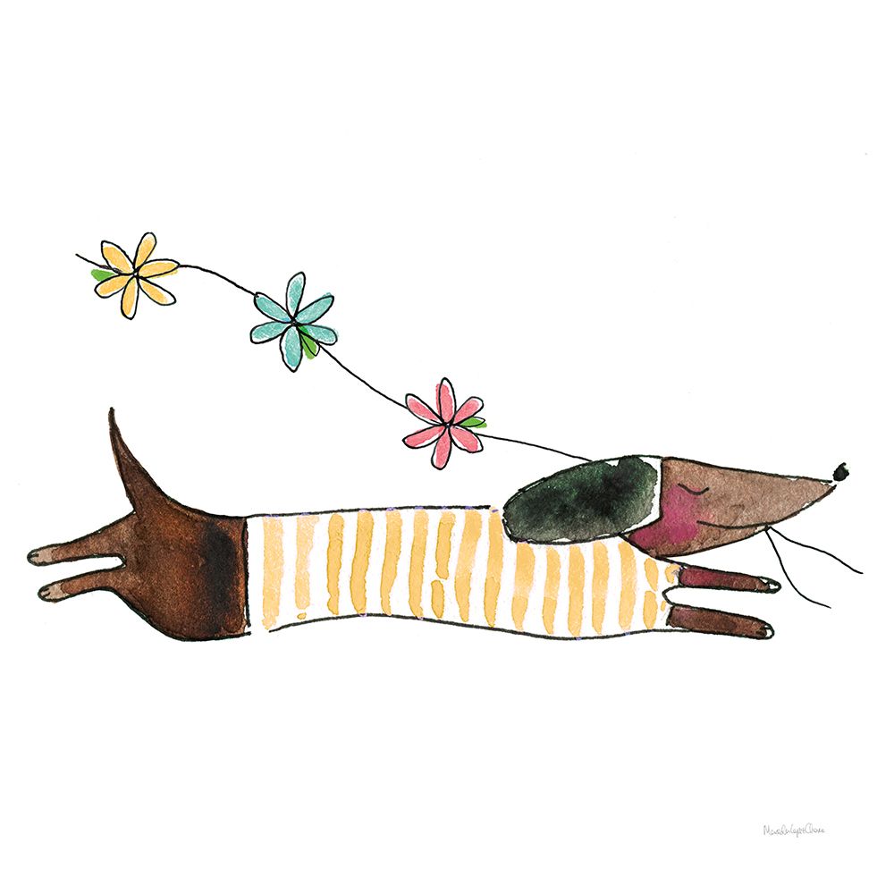 Spring Dachshund art print by Mercedes Lopez Charro for $57.95 CAD