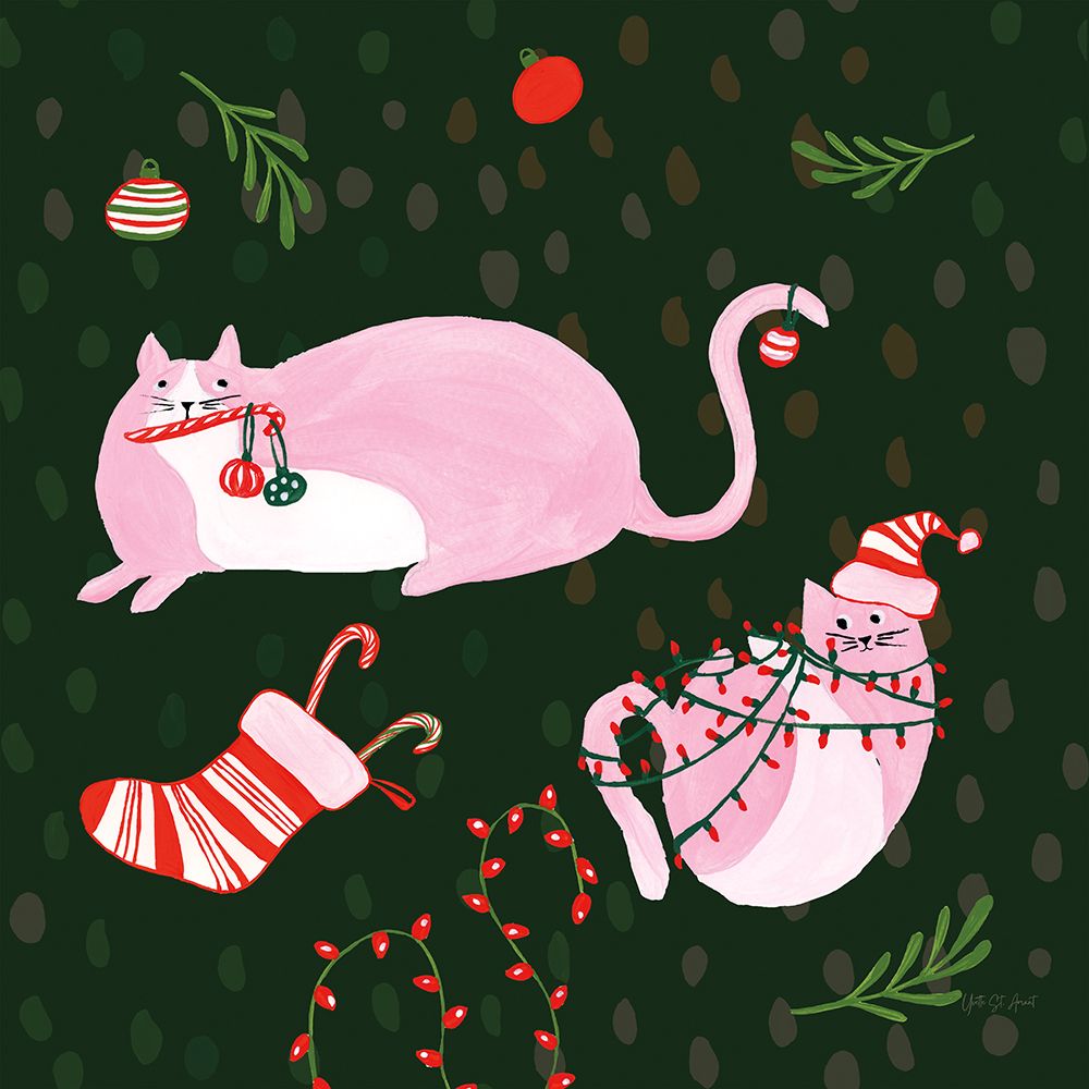 Mischief Kitty Christmas V art print by Yvette St. Amant for $57.95 CAD