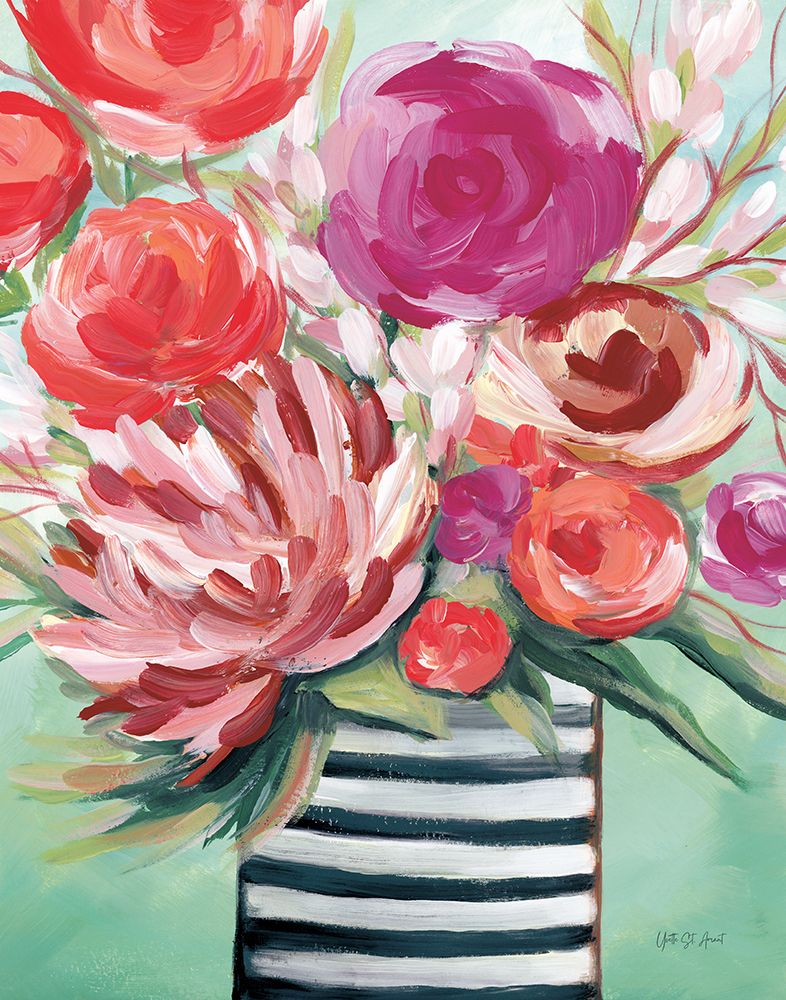 Spring Blooms in Striped Vase I art print by Yvette St. Amant for $57.95 CAD