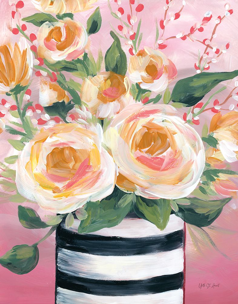 Spring Blooms in Striped Vase II art print by Yvette St. Amant for $57.95 CAD