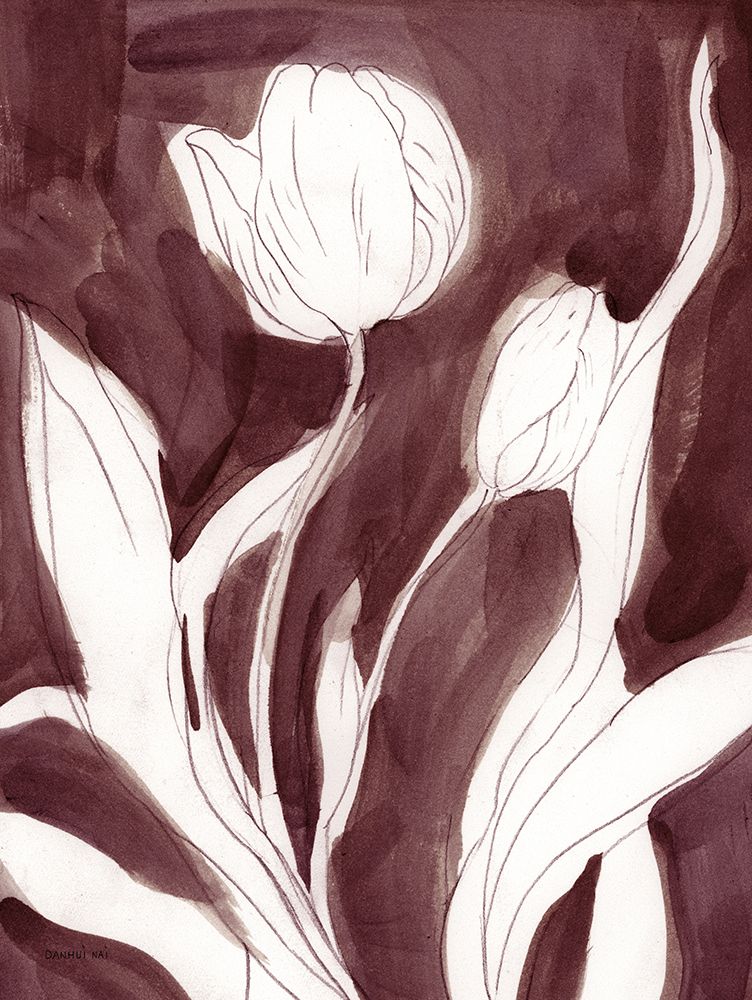 Burgundy Tulip Sketch I art print by Danhui Nai for $57.95 CAD