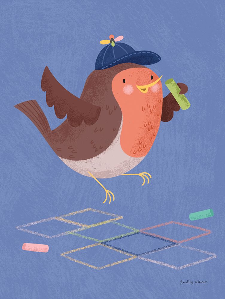 Hopscotch Robin art print by Lindley Wiesner for $57.95 CAD