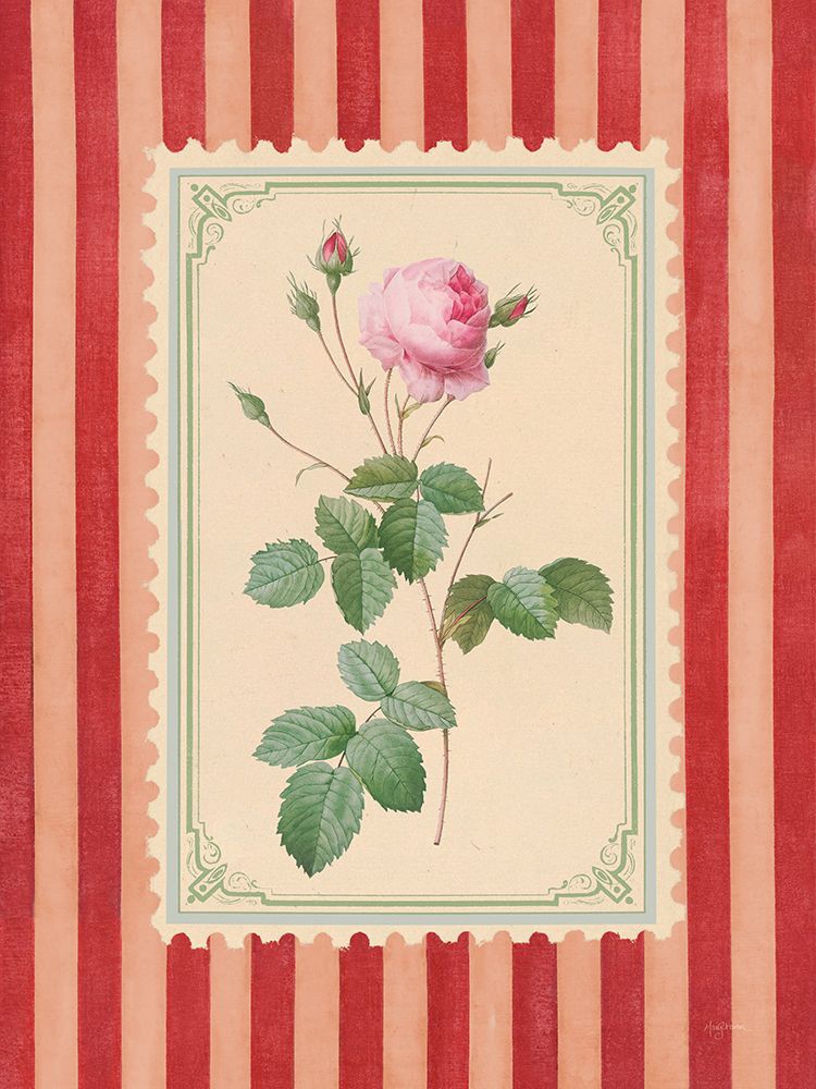 Vintage Striped Flowers I art print by Mary Urban for $57.95 CAD