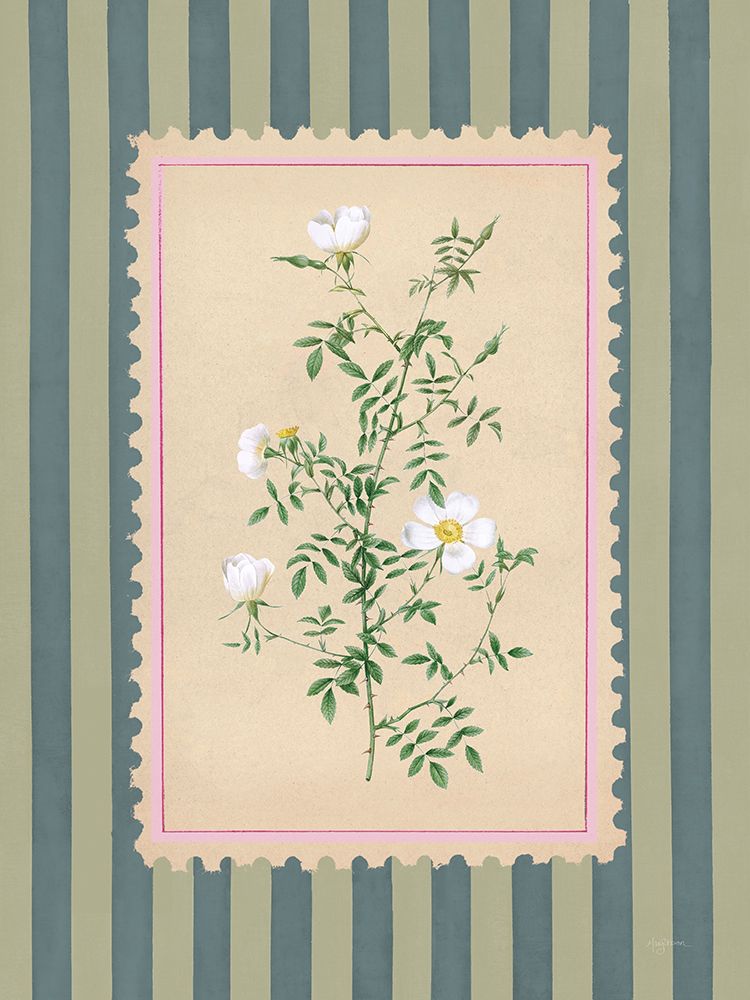 Vintage Striped Flowers III art print by Mary Urban for $57.95 CAD