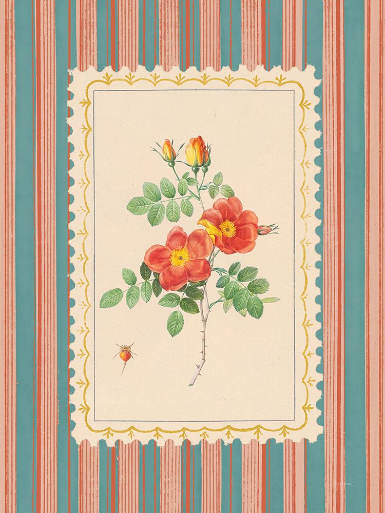 Vintage Striped Flowers IV art print by Mary Urban for $57.95 CAD