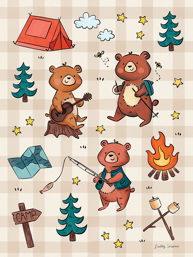 Camping Bears I art print by Lindley Wiesner for $57.95 CAD