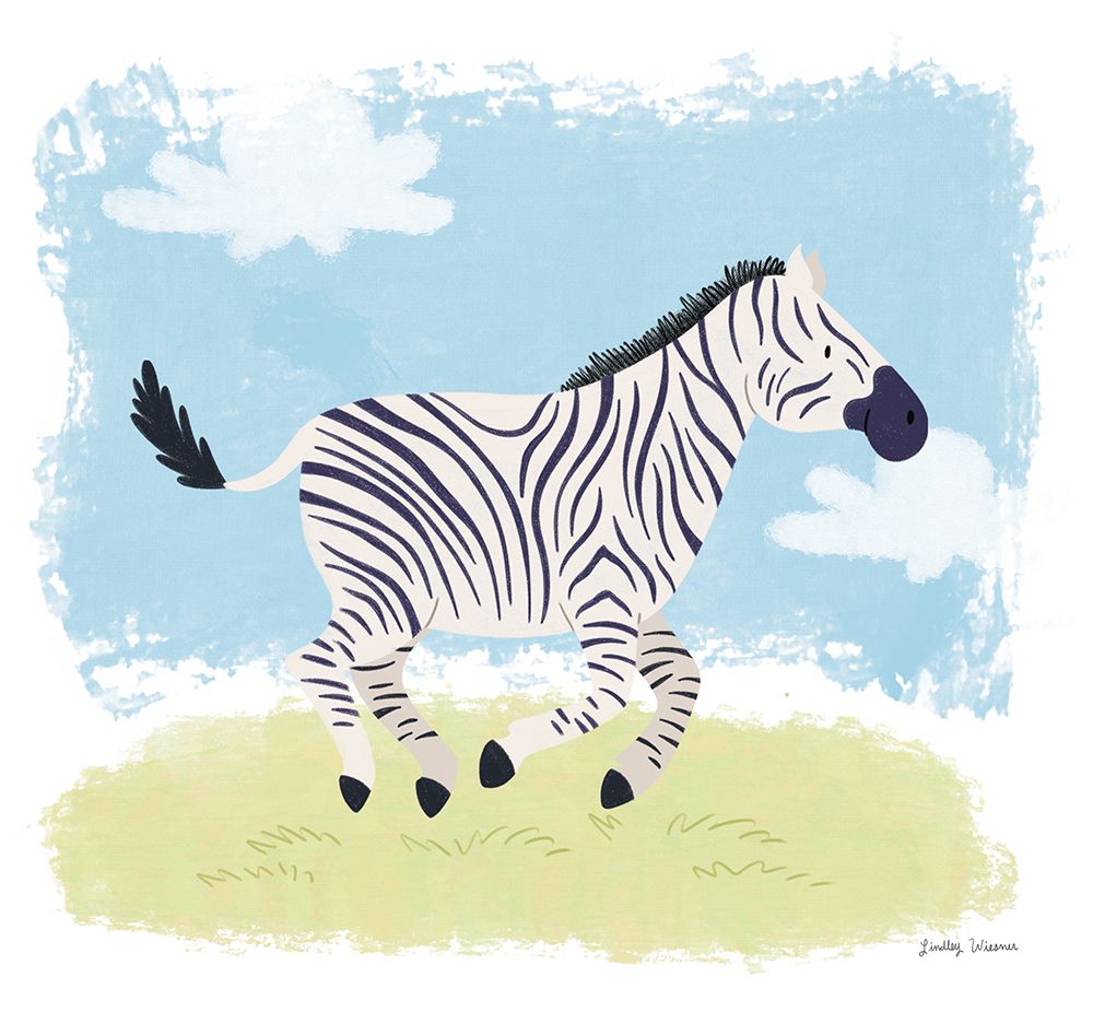 Happy Zebra art print by Lindley Wiesner for $57.95 CAD