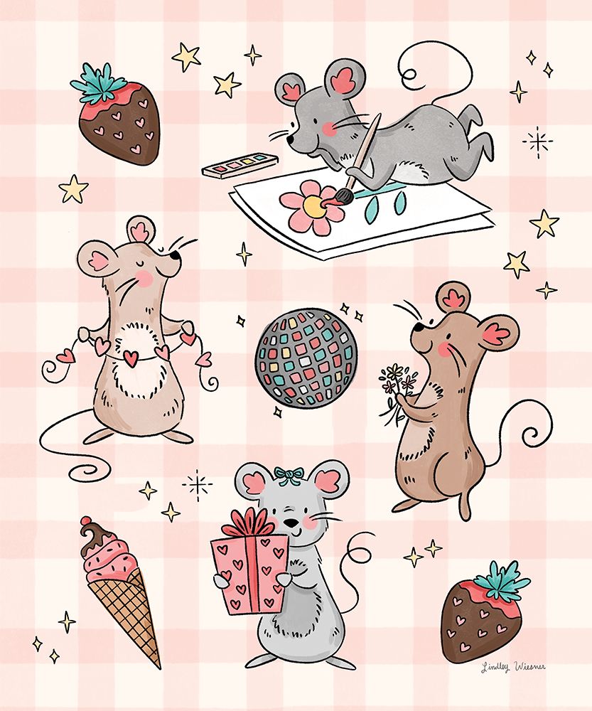 Girly Mice art print by Lindley Wiesner for $57.95 CAD