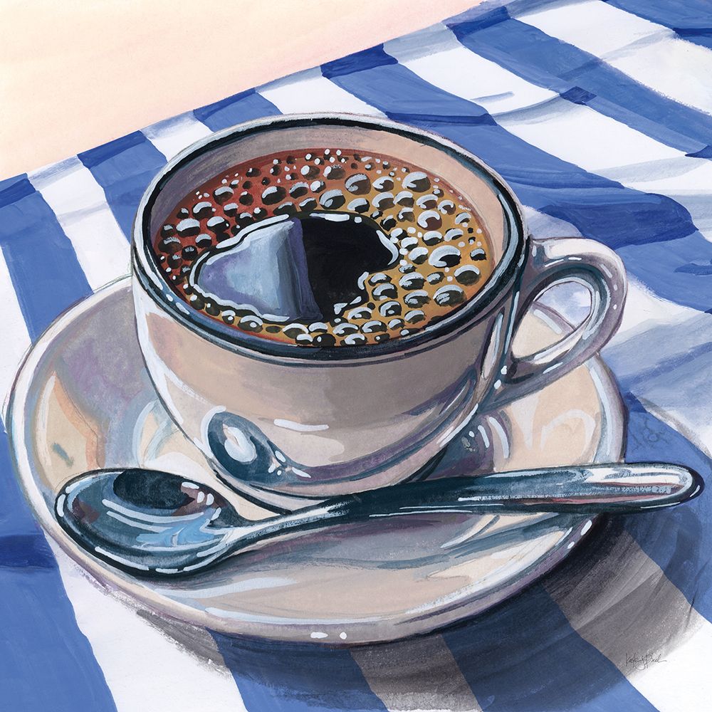 Black Coffee On Striped Cloth art print by Kate Jarvik Birch for $57.95 CAD