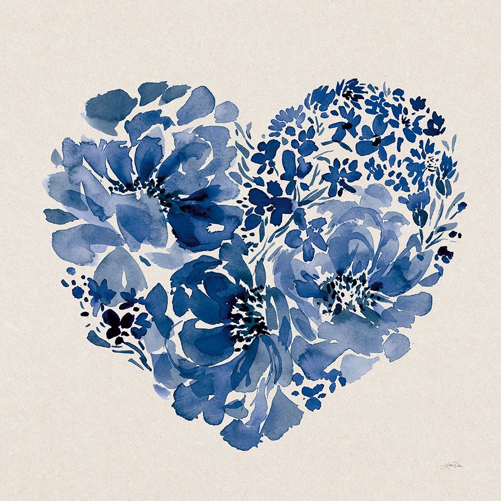 Blue Floral Heart art print by Katrina Pete for $57.95 CAD