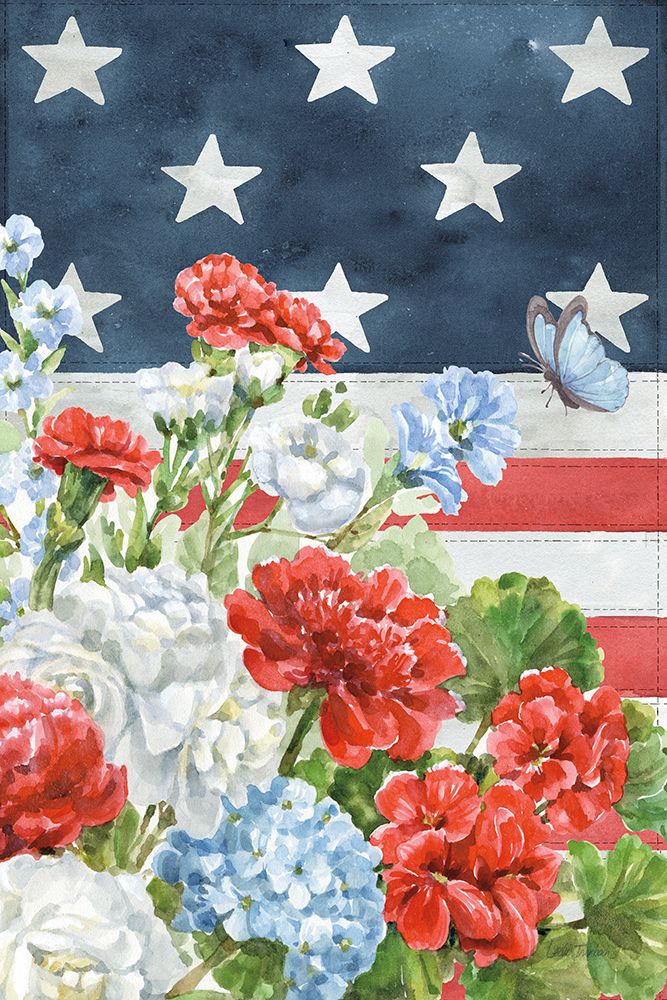 Red White and Blue Floral VI art print by Leslie Trimbach for $57.95 CAD