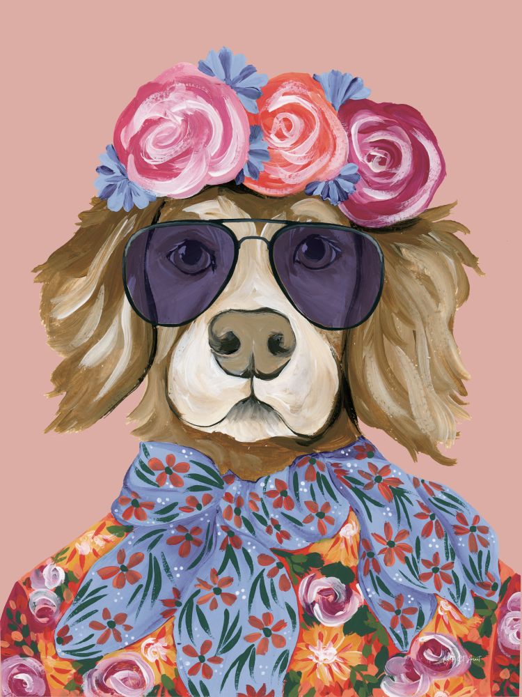Glitzy Golden Retriever v2 art print by Yvette St. Amant for $57.95 CAD