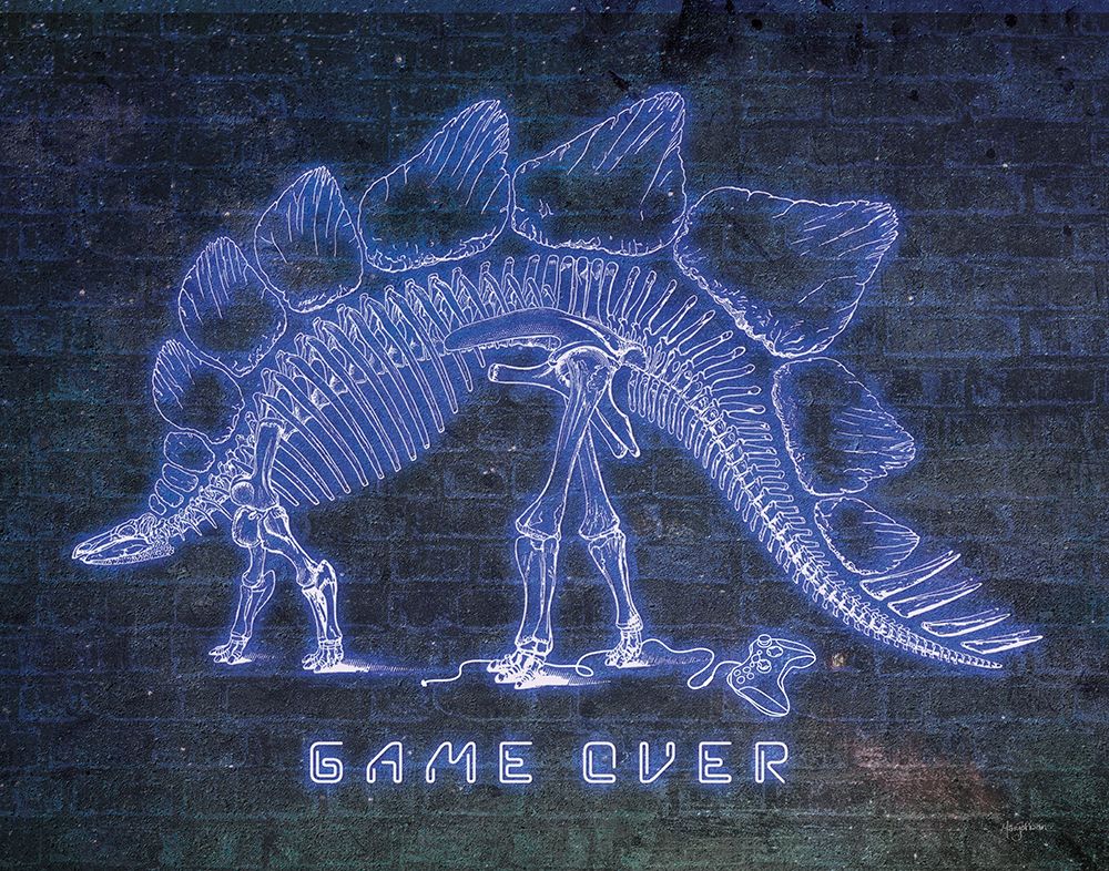 Neon Game Over Dino art print by Mary Urban for $57.95 CAD