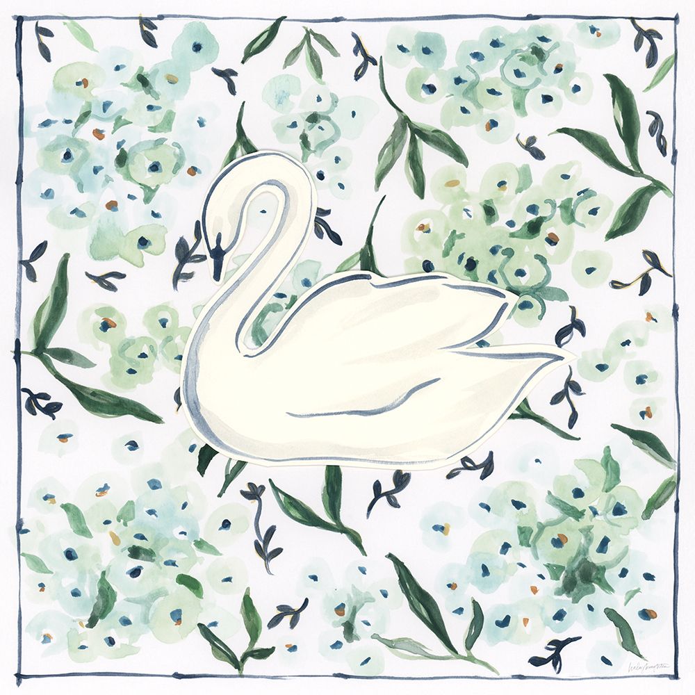 Green Hydrangea Swan art print by Haley Knighten for $57.95 CAD