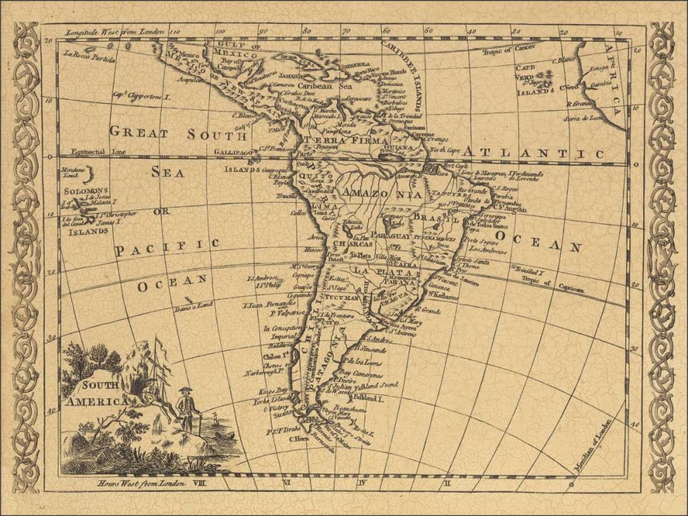 South America 1802 art print by World Map for $57.95 CAD