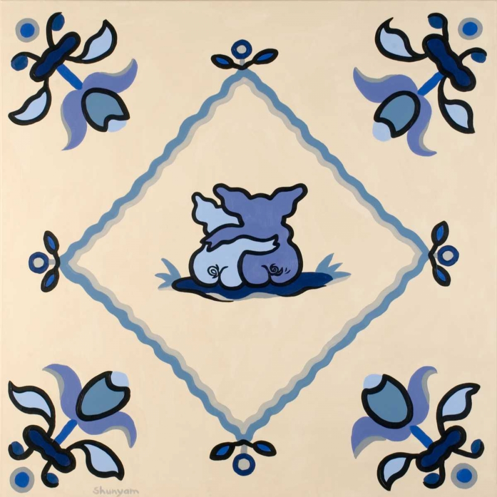 Delft blue pigs I art print by van Steveninck Shunyam for $57.95 CAD