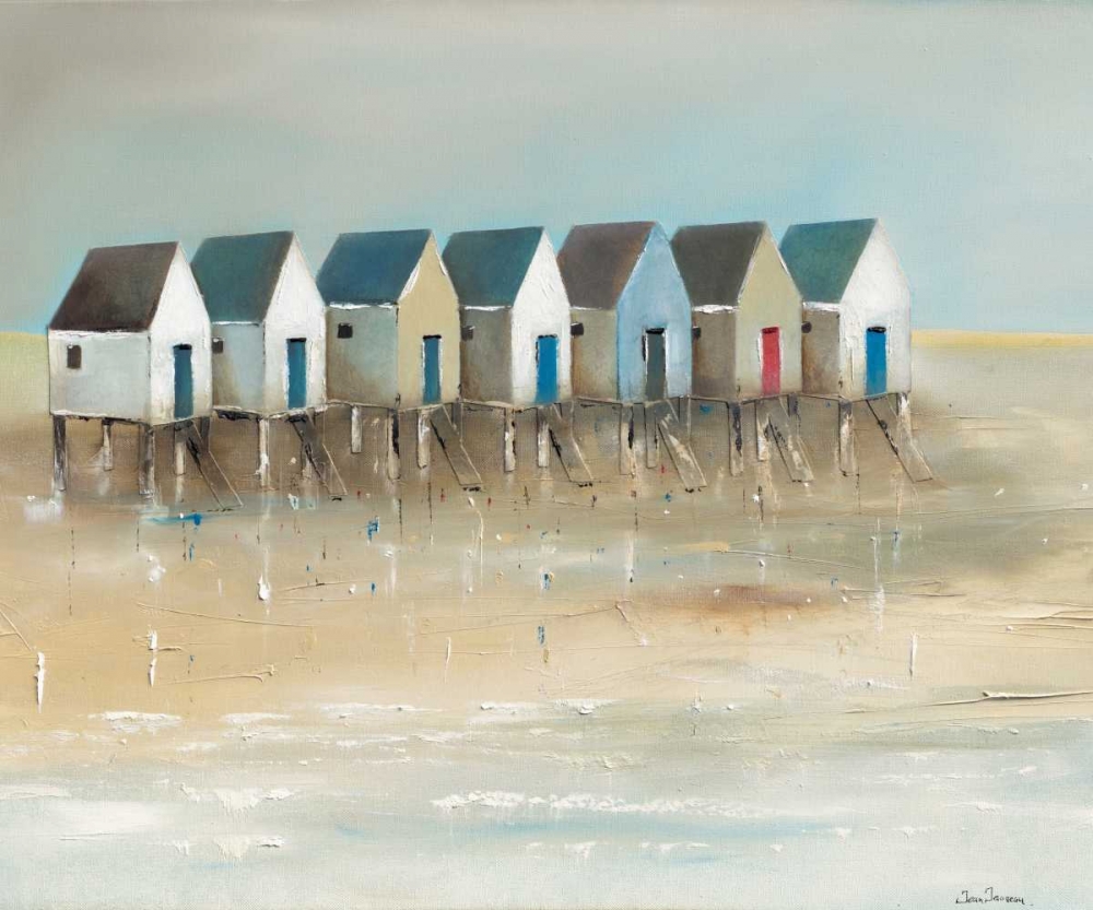 Beach cabins I art print by Jean Jauneau for $57.95 CAD