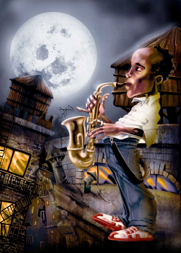 The Saxophonist -2 art print by A. - Perez, A. Alvez for $57.95 CAD