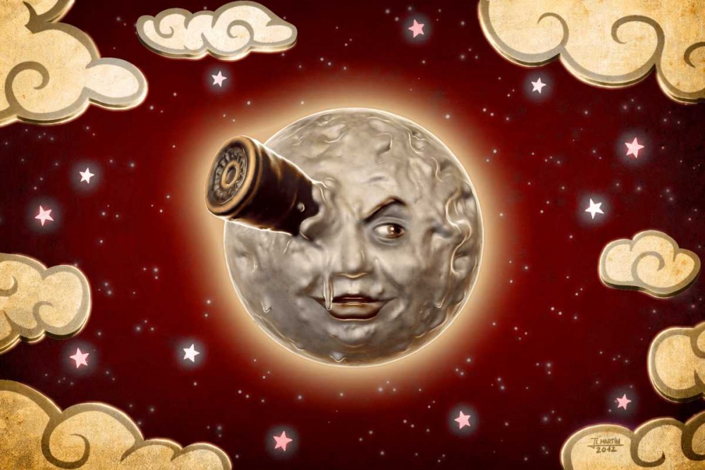 A Trip to the Moon-Red art print by Jose Luis Martin for $57.95 CAD