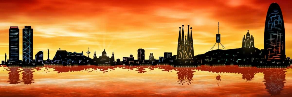 Skyline Barcelona 01 art print by Jose Ferriz for $57.95 CAD