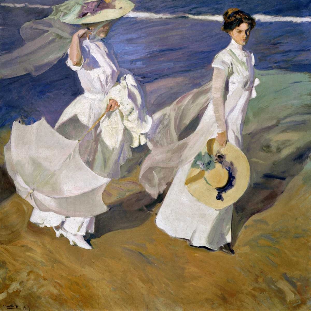 Strolling along the Seashore art print by Joaquin Sorolla y Bastida for $57.95 CAD