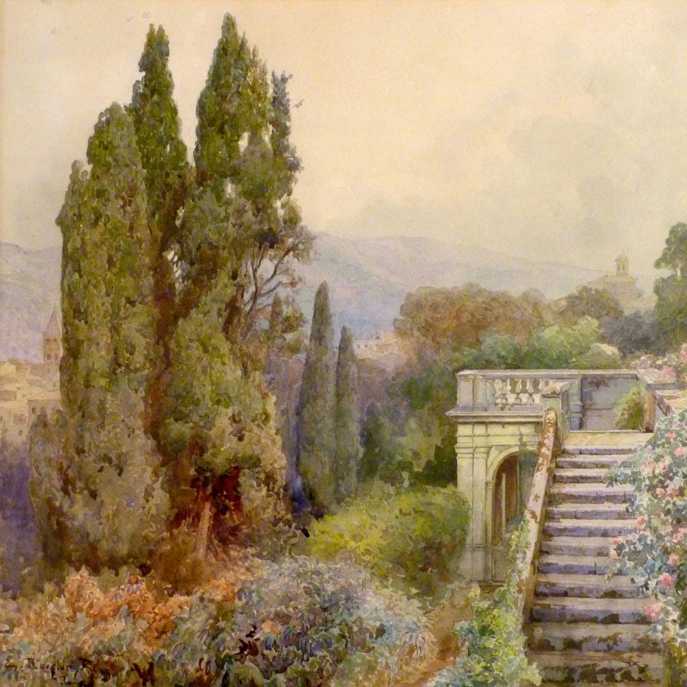 Terrace of Villa dEste, Tivoli, 1845 art print by Ettore Roesler-Franz for $57.95 CAD