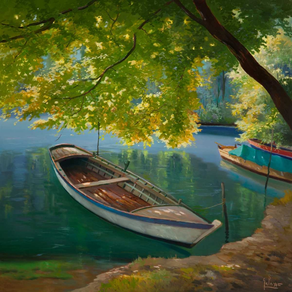 Barca sul fiume art print by Adriano Galasso for $57.95 CAD