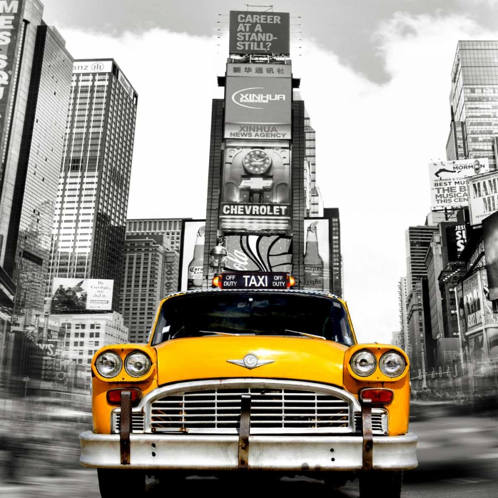 Vintage Taxi in Times Square, NYC (detail) art print by Julian Lauren for $57.95 CAD
