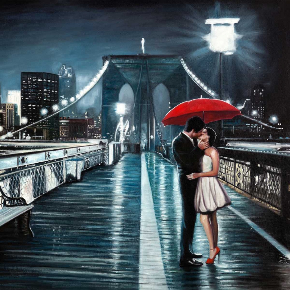 Kissing on Brooklyn Bridge art print by Pierre Benson for $57.95 CAD