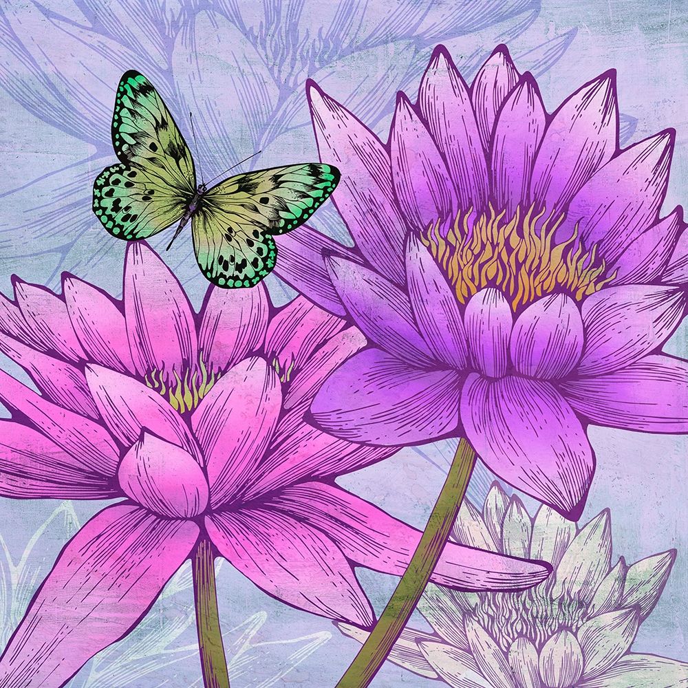 Nympheas and Butterflies (detail) art print by Eve C. Grant for $57.95 CAD