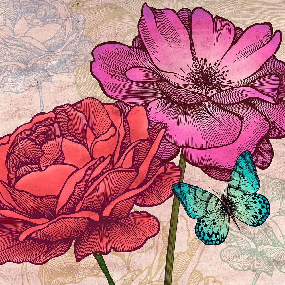 Roses and Butterflies (detail) art print by Eve C. Grant for $57.95 CAD