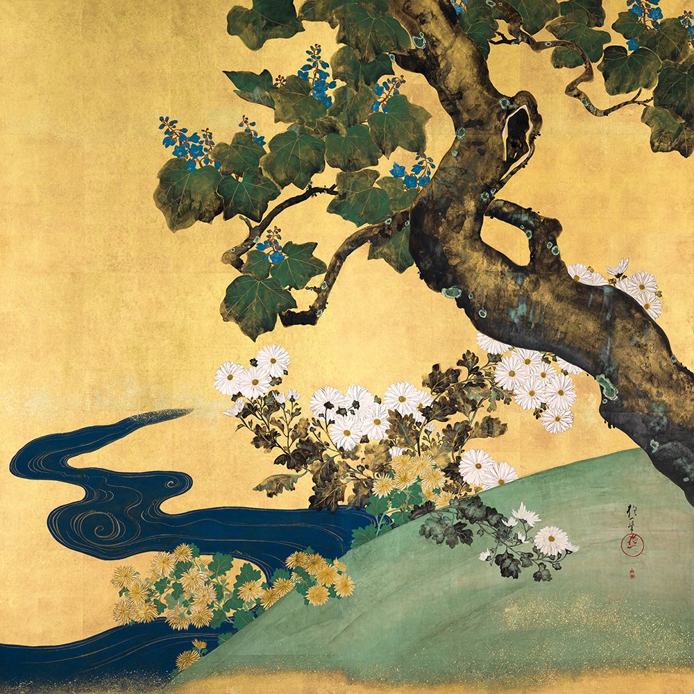 Paulownias and Chrysanthemums art print by Hoitsu Sakai for $57.95 CAD