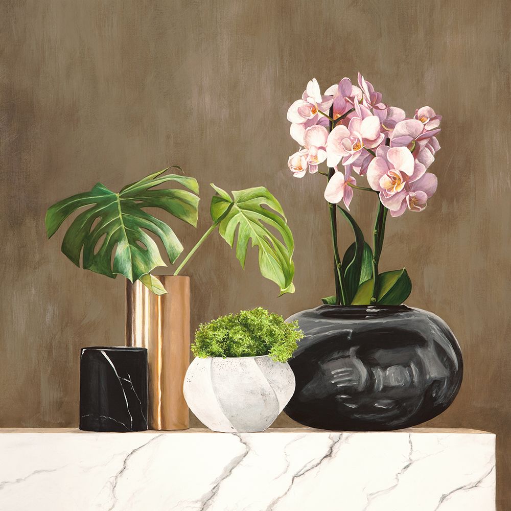 Floral Setting on White Marble II art print by Jenny Thomlinson for $57.95 CAD