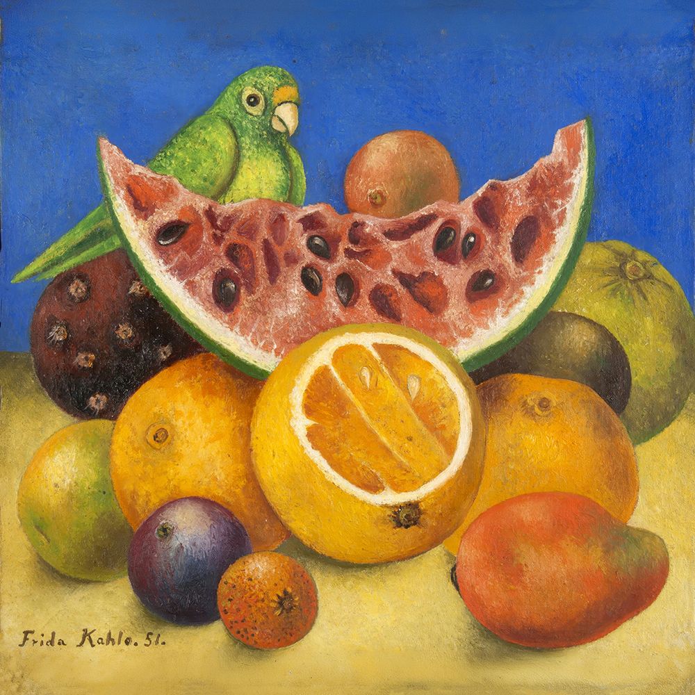 Untitled (Still life with parrot and fruit), 1951 art print by Frida Kahlo for $57.95 CAD
