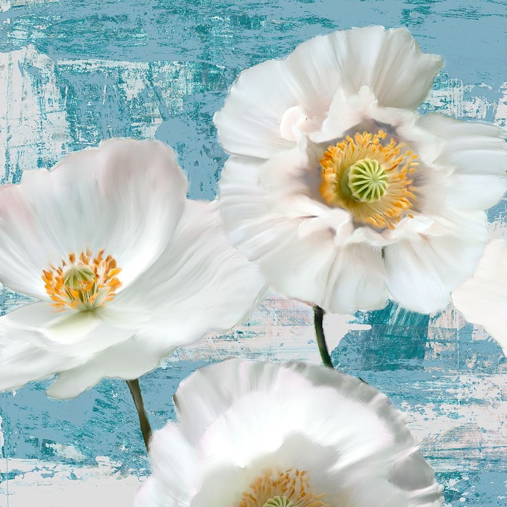 Washed Poppies (Aqua) I art print by Leonardo Sanna for $57.95 CAD