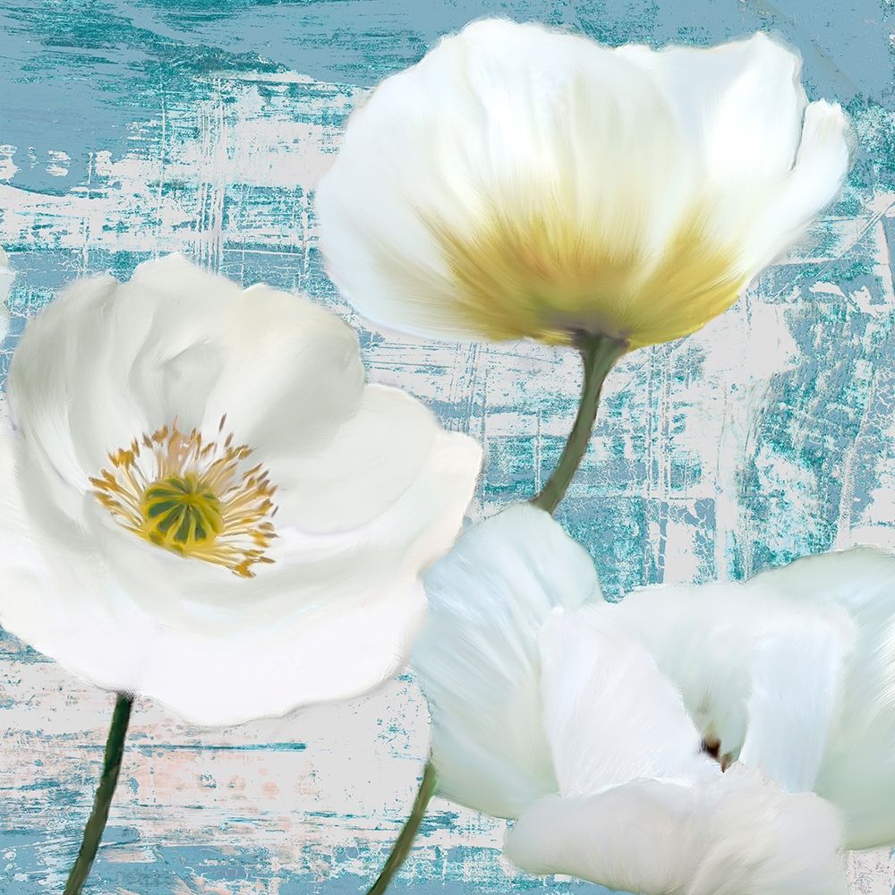 Washed Poppies (Aqua) II art print by Leonardo Sanna for $57.95 CAD