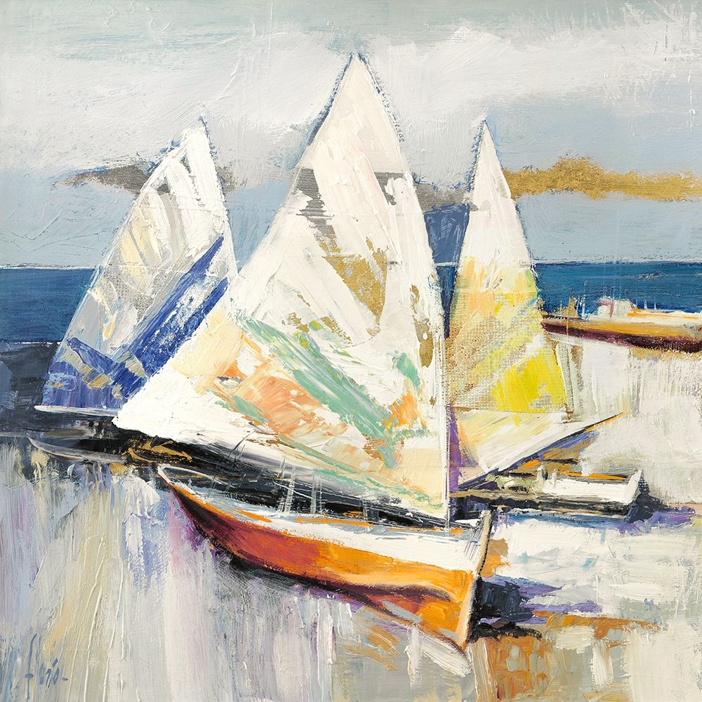 Barche sulla spiaggia (detail) art print by Luigi Florio for $57.95 CAD