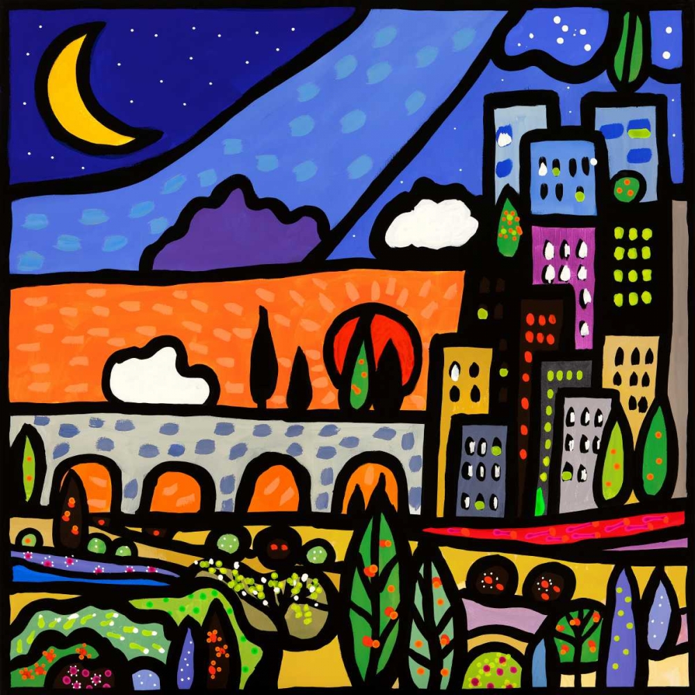 Il ponte della citta art print by Wallas for $57.95 CAD