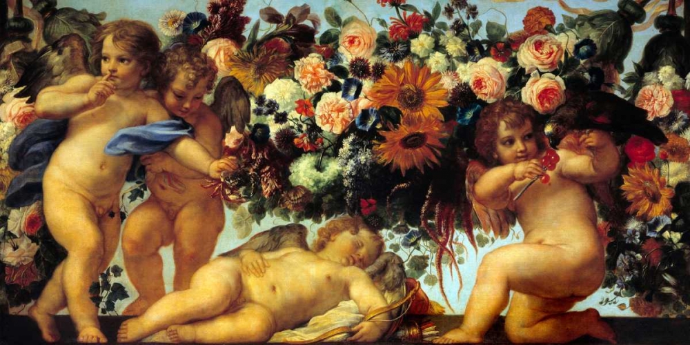 Amours et guirlandes de fleurs II art print by Carlo Maratta for $57.95 CAD