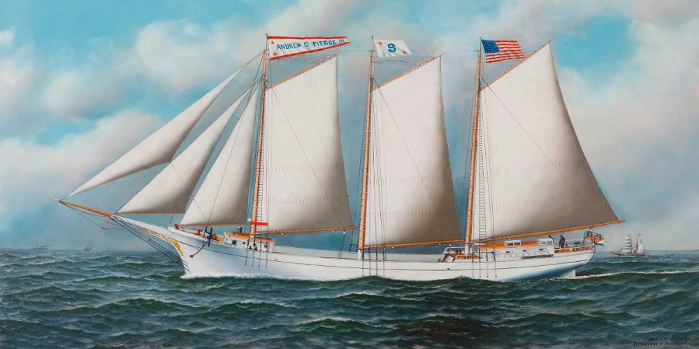 Three Masted Schooner Andrew C. Pierce art print by Antonio Nicolo Gasparo Jacobsen for $57.95 CAD
