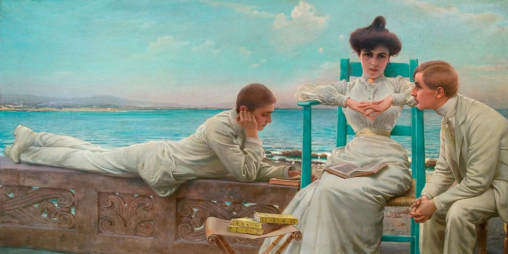 In lettura sul mare art print by Vittorio Matteo Corcos for $57.95 CAD