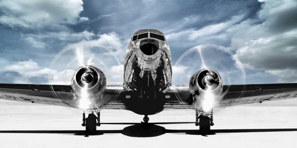 Airplaine taking off in a blue sky art print by Gasoline Images for $57.95 CAD