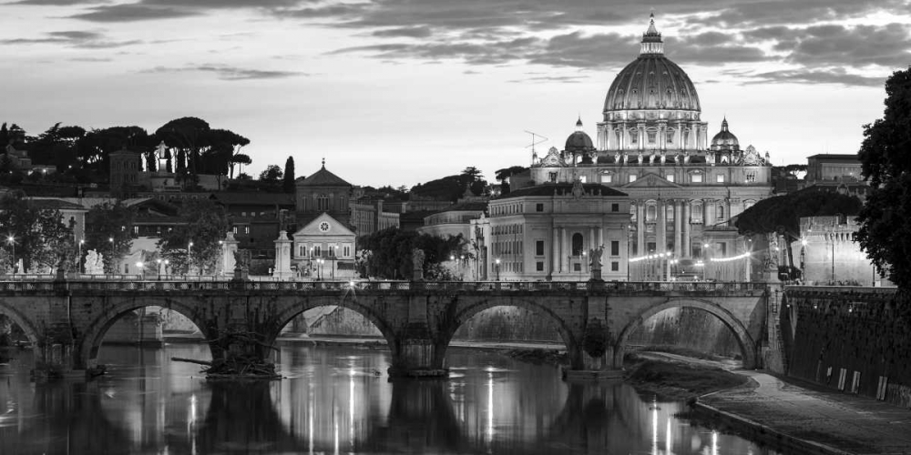 Night view at St. Peters cathedral, Rome art print by Anonymous for $57.95 CAD