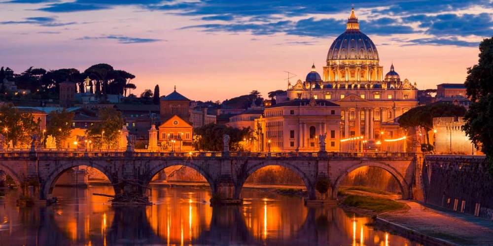 Night view at St. Peters cathedral, Rome art print by Anonymous for $57.95 CAD